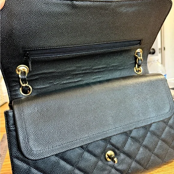 CC Black Quilted Shoulder Bag with Gold Accents - Picture 6 of 12